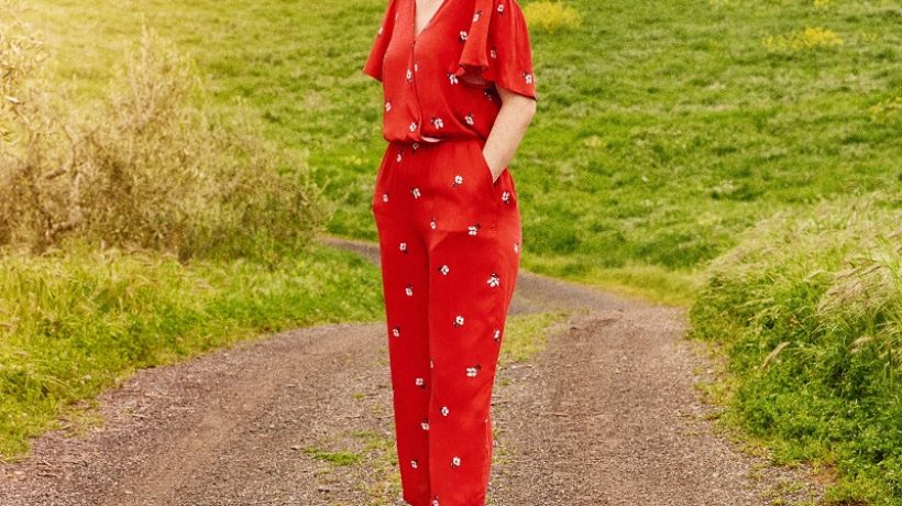 How to combine red jumpsuit outfit