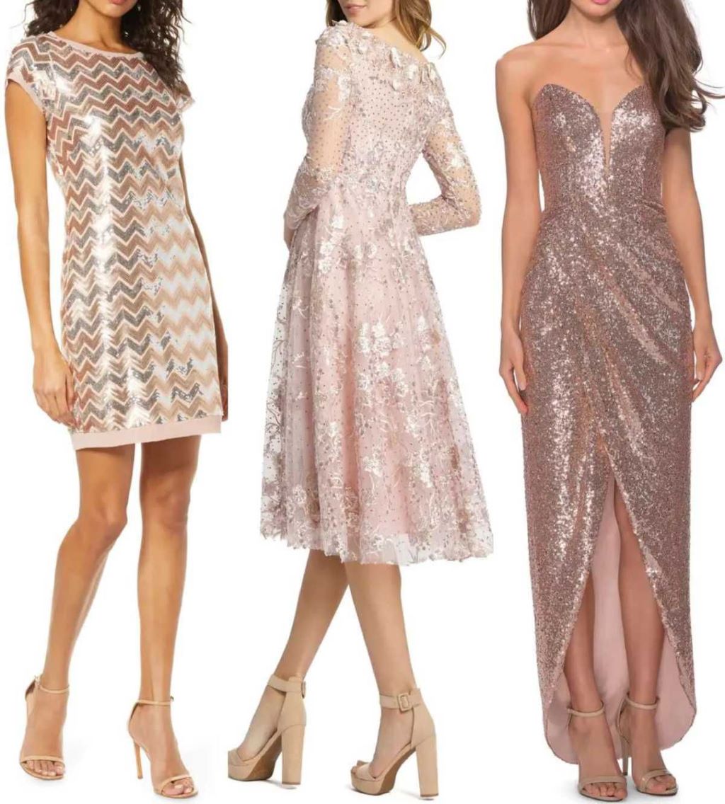 What colors go with a rose gold dress?