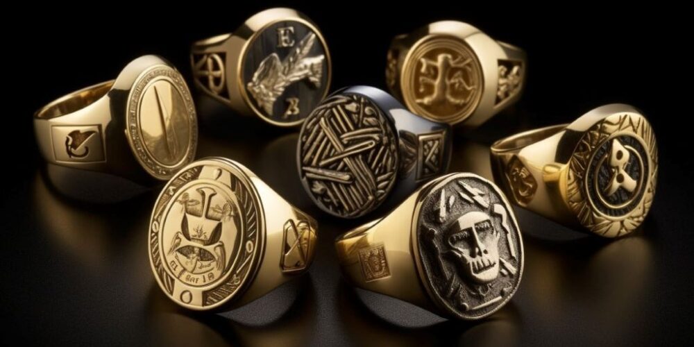 Mens modern materials in contemporary signet rings