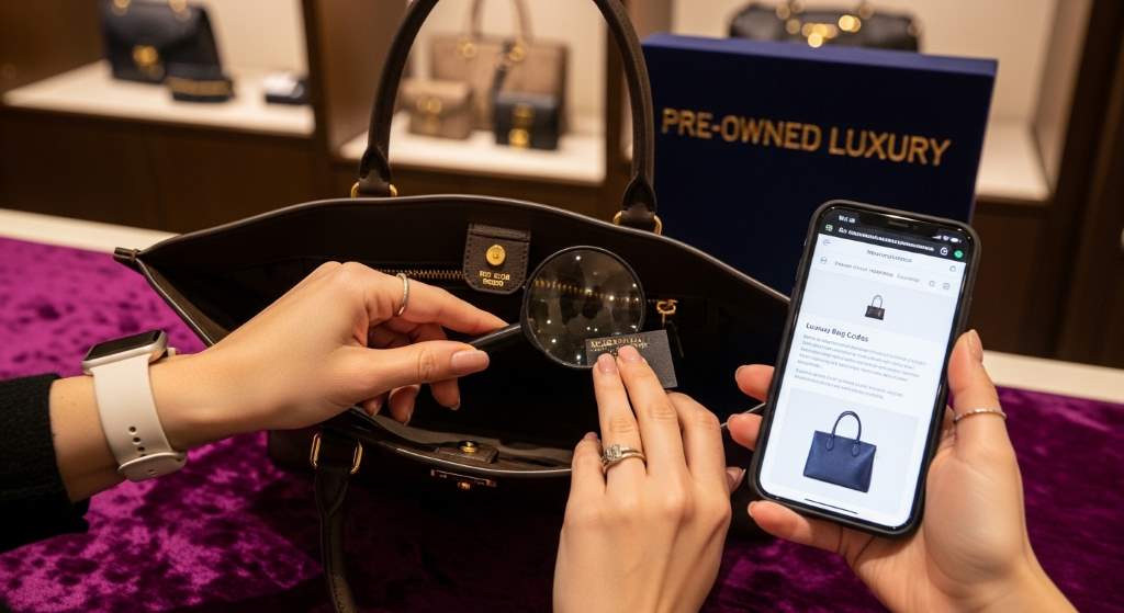 Authentic designer handbag comparison at Las Vegas resale store