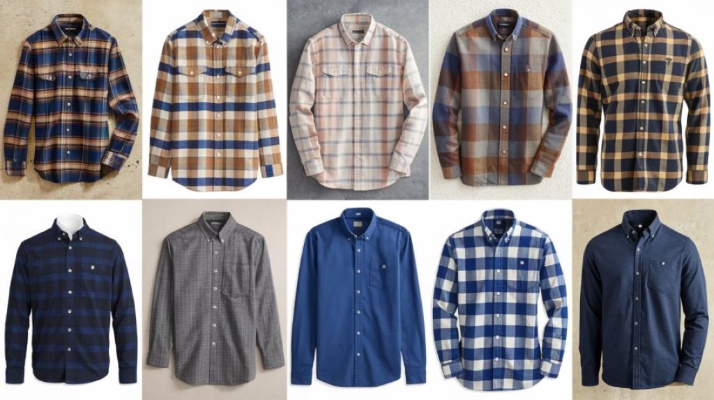 Stylish office shirts for men displayed in classic business colors